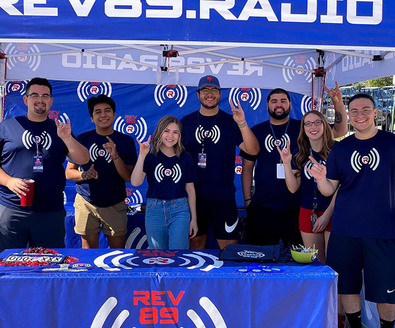 Rev 89 students at a remote broadcast