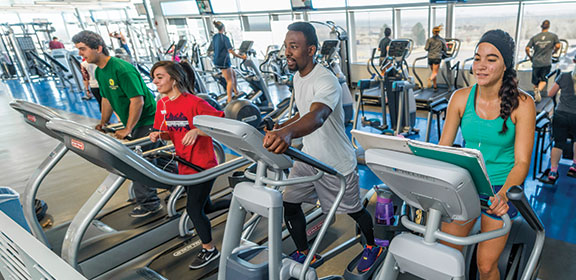 CSU-Pueblo students exercising in the student recreation center