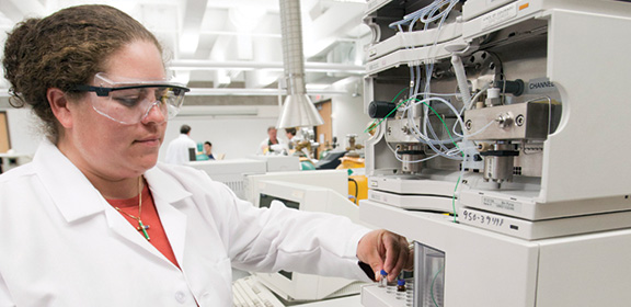 Colorado State University-Pueblo Student working in a chemistry lab