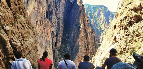 Colorado State University-Pueblo Outdoor Pursuits staff hiking the Black Canyon of the Gunnison