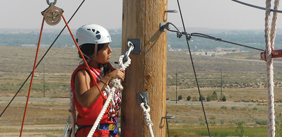 Student on the CSU-Pueblo Challenge Course