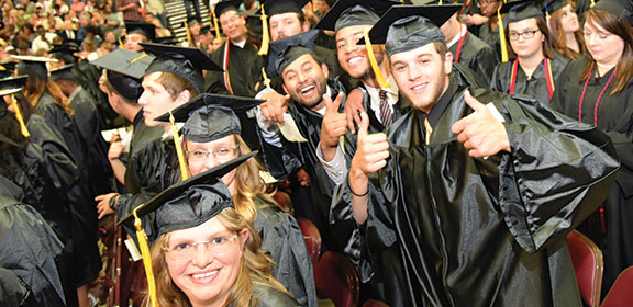 Students celebrating graduation