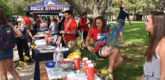 Students enjoying themselves at the Student Employment and Involvement Festival.