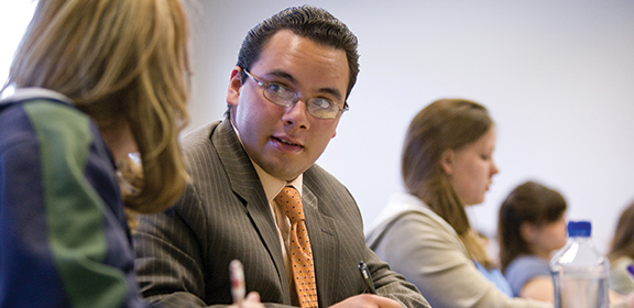Colorado State University-Pueblo students talk to each other