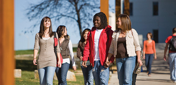 Colorado State University-Pueblo students walking out of the Recreation Center