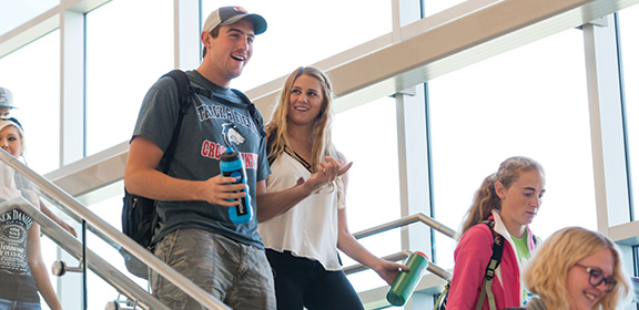 Students walking together in General Classroom Building