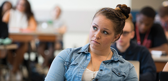 A CSU-Pueblo student intrigued during a lecture