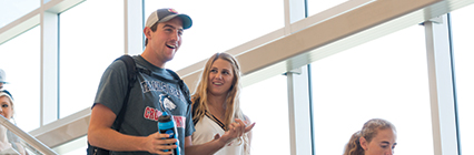 Colorado State University-Pueblo students walking in the General Classroom Building