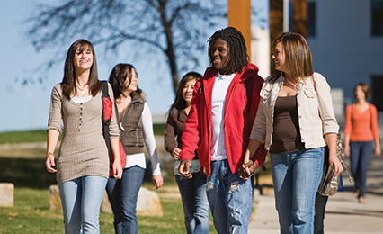 Students walking from the Recreation Center