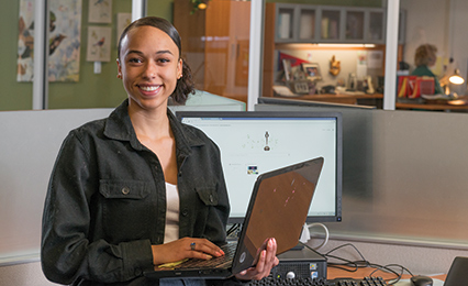 A student working online