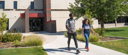 Two students leaving the OSC