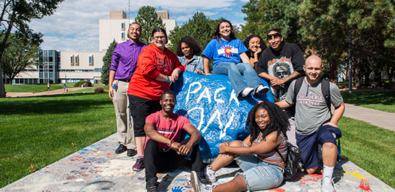 transfer students on the famous pack rock