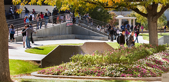 Students engaging in conversation within the Student Recreation Center