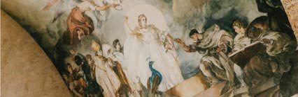 Painting in chapel ceiling