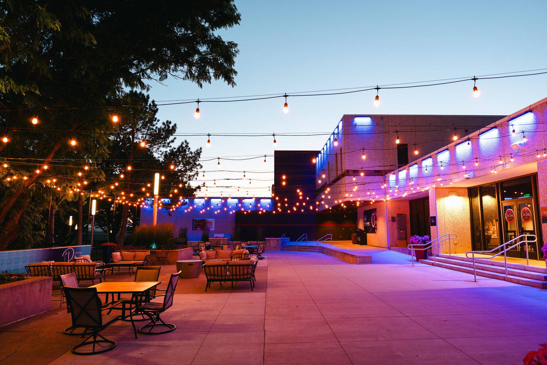 Occhiato Student Center at Night