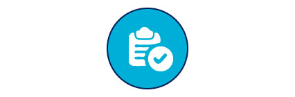 Registration icon of clipboard with checkbox next to it