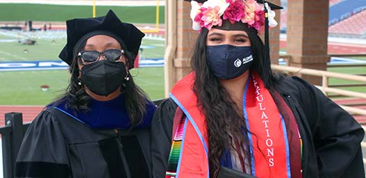 two people with masks on