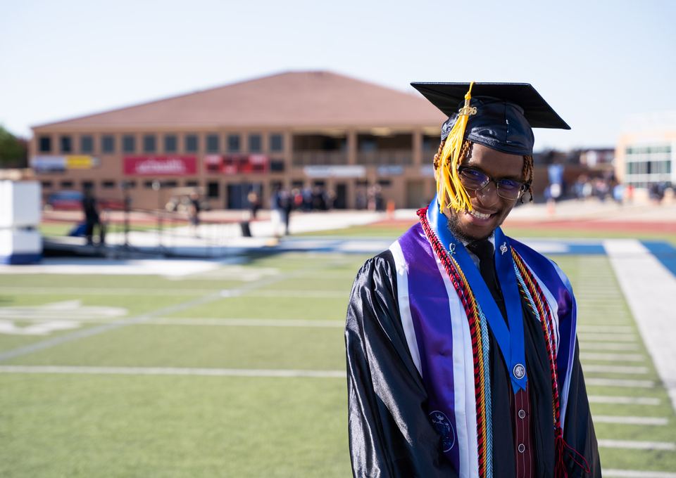 CSU Pueblo graduate celebrating at ThunderBowl