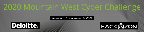 Mountain West Cyber Challenge, Deloitte, and Hackazon logos