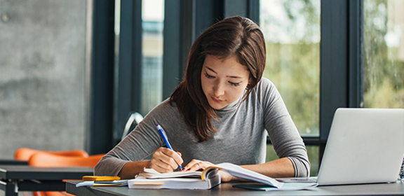 Student working at a desk