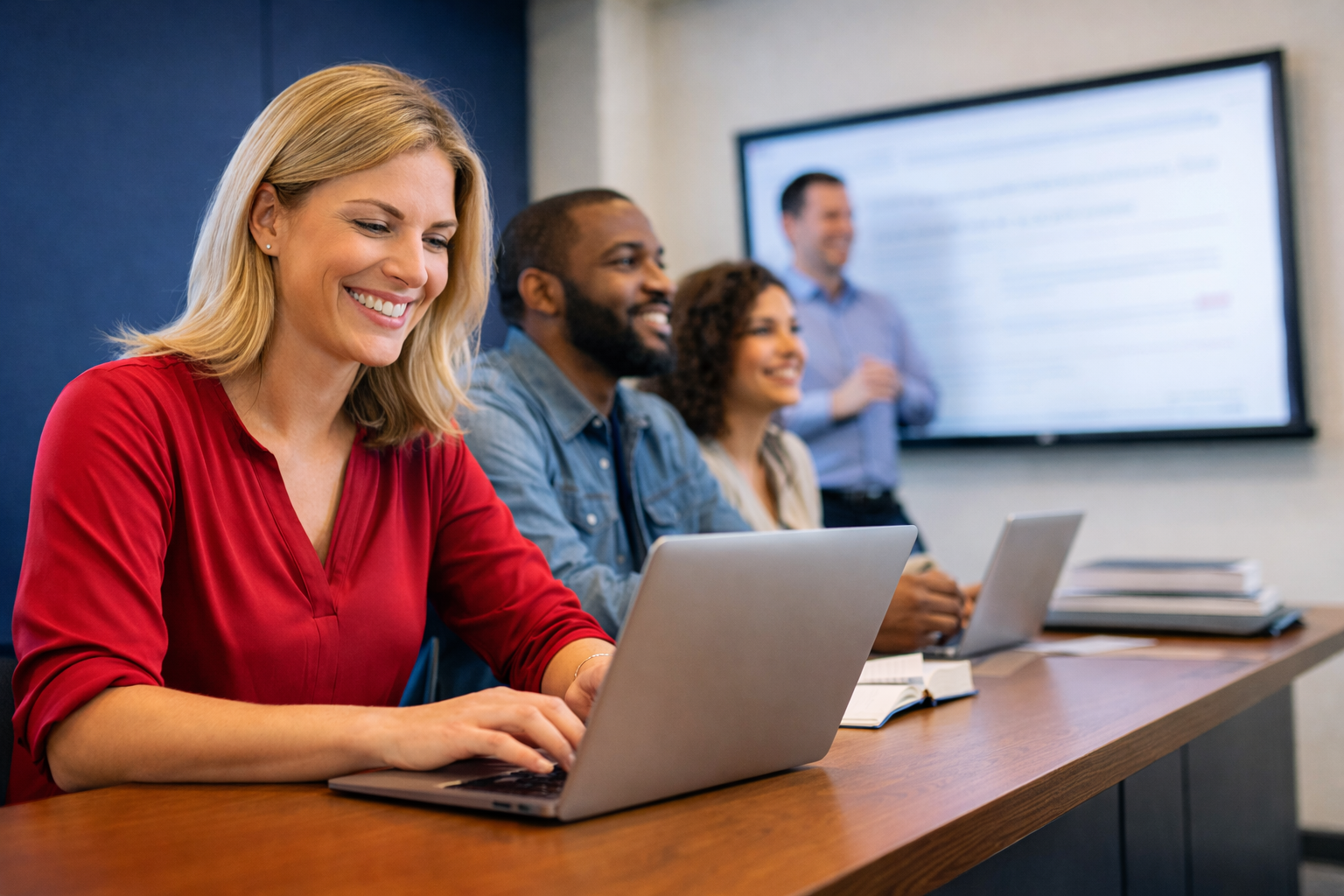 Adult learners participating in professional development and online learning