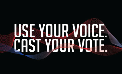 Text: Use your voice. Cast your vote.