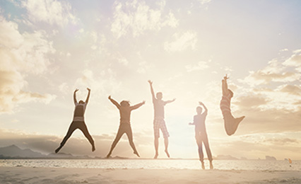 Students jumping