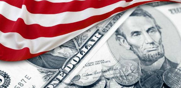 American flag on money