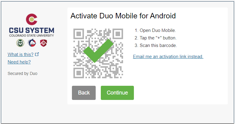 Screenshot of Activated Duo Mobile screen