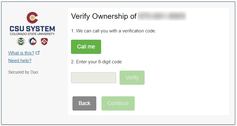 Screenshot of Verify Ownership screen