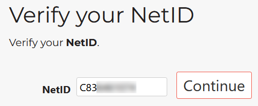 Screenshot of Password Recovery: Enter NetID
