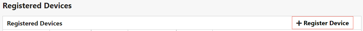 Screenshot of + Register Device button