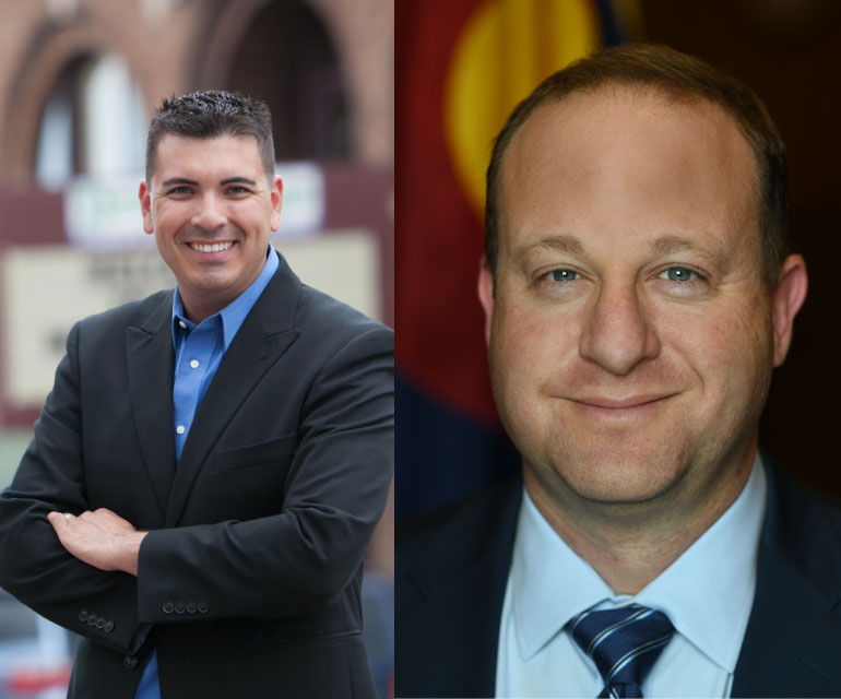 Headshots of Leroy Garcia and Jared Polis