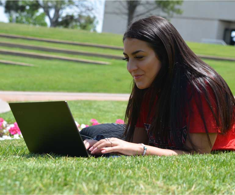 Student on computer