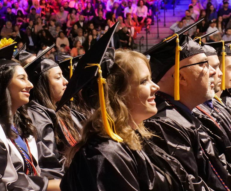 Commencement 2019 students looking at stage
