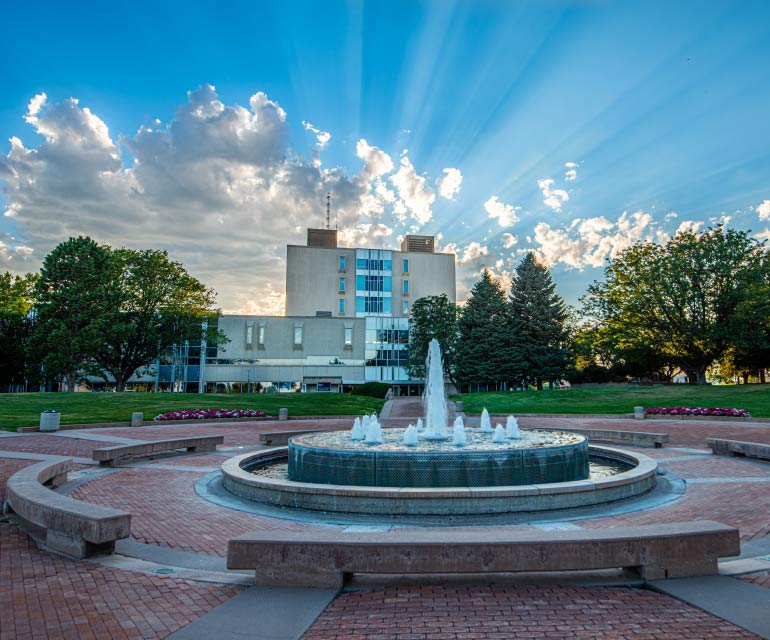 Sunset behind LARC building