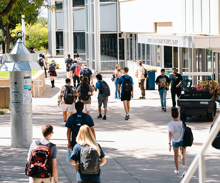 students walking