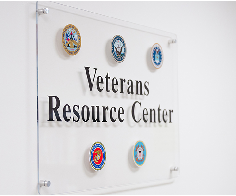 Veterans Resources Center office with logos