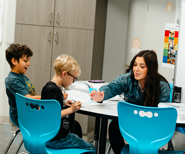 teacher and two students