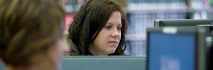 Student sitting at computer