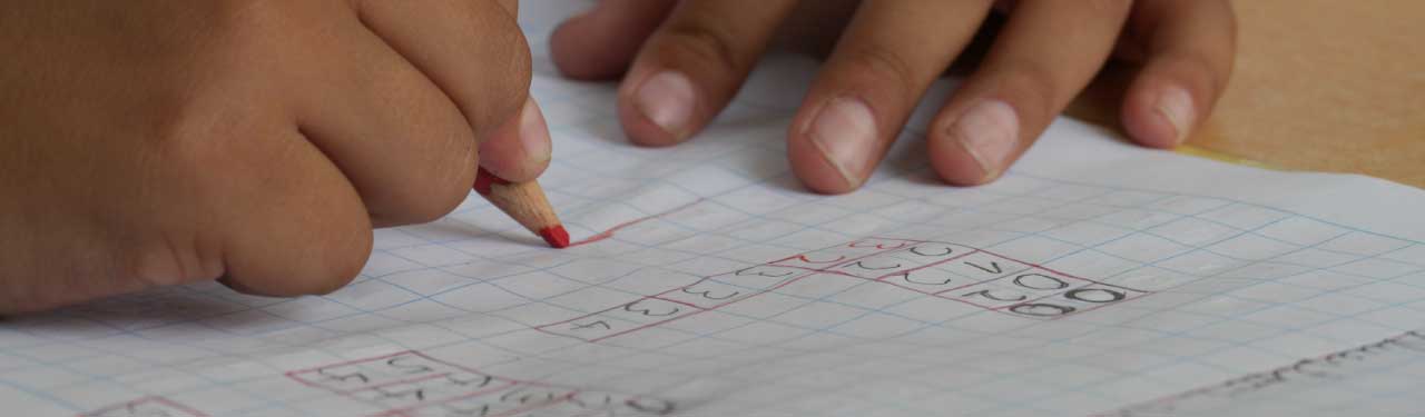 Hands of solving math problem