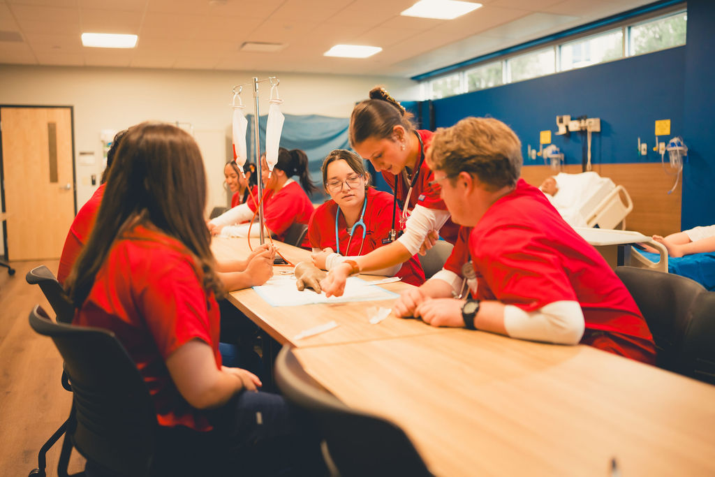 Nursing students studying