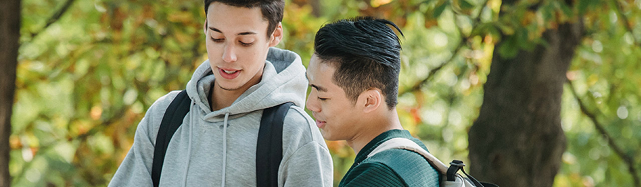 two students talking
