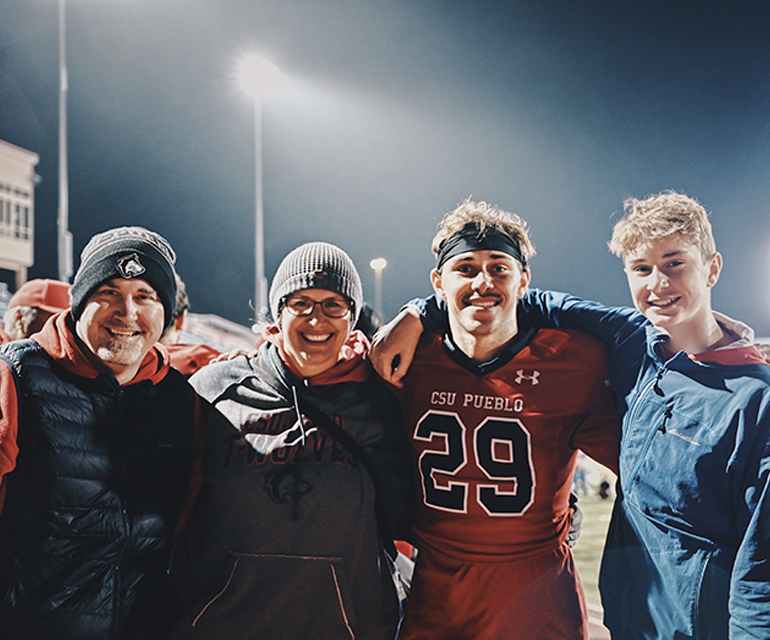 CSU Pueblo football player spending time with family during Homecoming