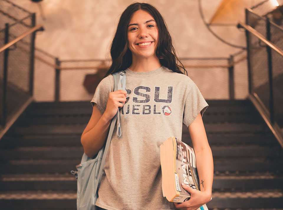 CSU Pueblo students smiling on campus