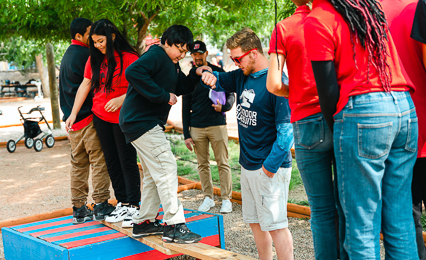 kids on challenge course