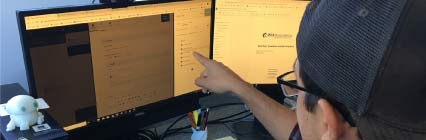 Web editor working on computer